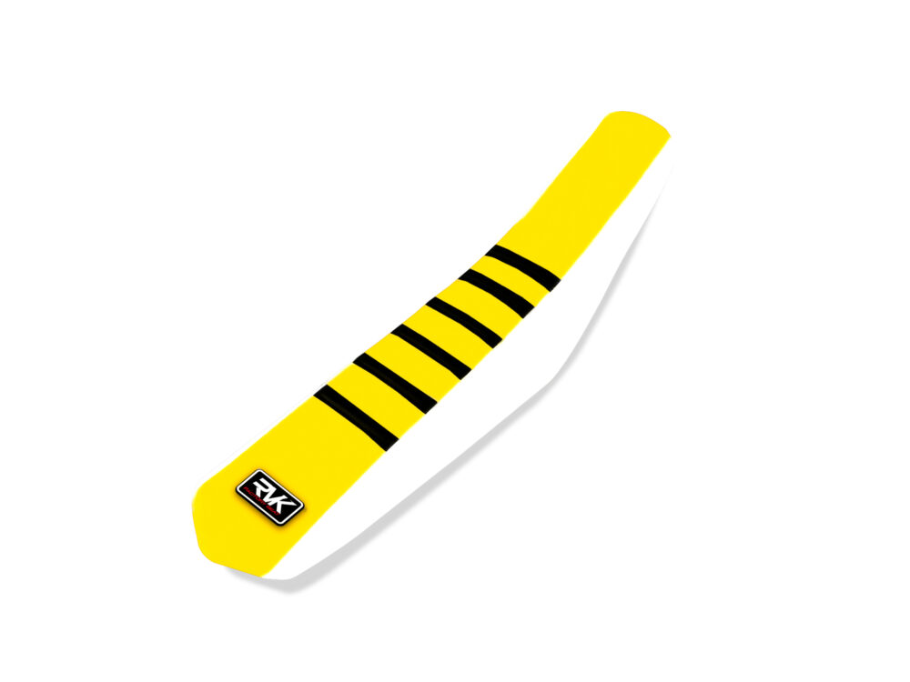 Housse de selle – Jaune / Blanc / Bandes Noires