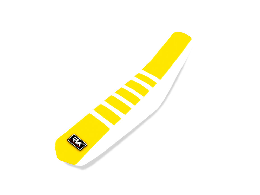 Housse de selle – Jaune / Blanc / Bandes Blanches