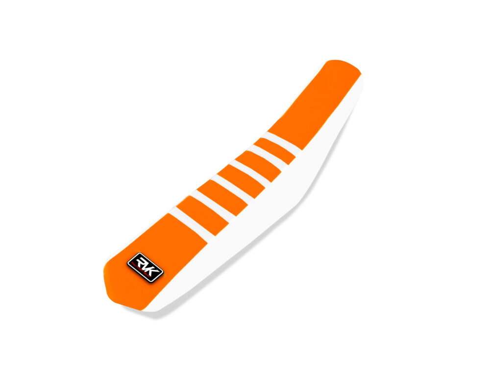 Housse de selle – Orange / Blanc / Bandes Blanches