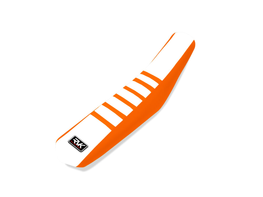 Housse de selle – Blanc / Orange / Bandes Oranges