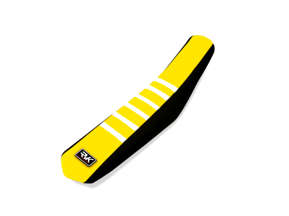 Housse de selle – Jaune / Noir / Bandes Blanches