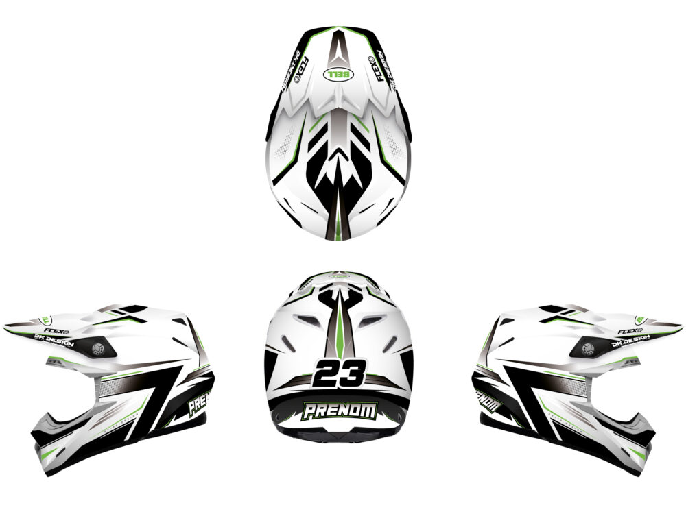 Casque Bell Flex Moto 9 – RIG – Vert Noir Blanc