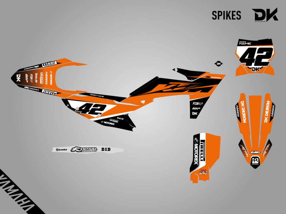 Kit Déco KTM SPIKES 2023 – Orange Noir Blanc