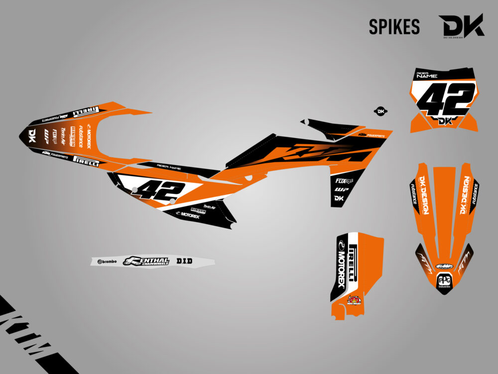 Kit Déco KTM SPIKES 2023 – Orange Noir Blanc